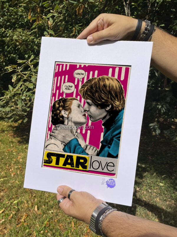 Pop-Art Print, Poster Cult Movie Love, Kiss, Han Solo and Leia, Star Wars