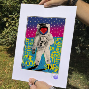 Pop-Art Print, Poster Abstract Astronaut Aesthetic Fly Me To The Moon