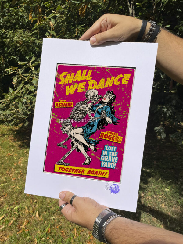 Pop-Art Print, Poster Shall We Dance, Humor, Horror, 50s Comics, Skeleton, Skull