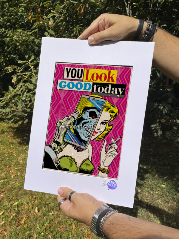 Pop-Art Print, Poster, You Look Good Today. Humor, Horror, 50s Comics, Skeleton, Skull, Zombie Woman