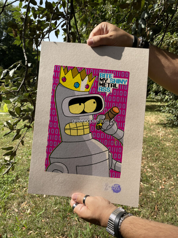 Bender Pop-Art Print, Poster Cult Sci-Fi Comedy, Tv Series, Futurama, Matt Groening