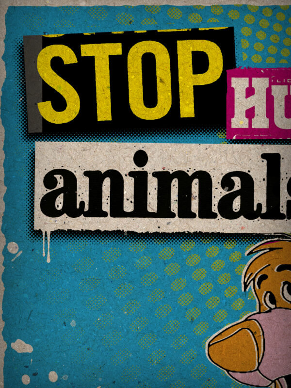 Pop-Art Print, Poster, Stop hunting Animals have a banana!, Activism, Animal Rights, Animal Love, Veganism, Vegan, Mowgli, Baloo, Vegan Gifts