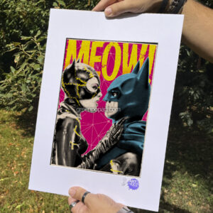 Pop-Art Print, Poster Cult Movie Batman and Catwoman Kiss, Tim Burton, 90s, Batman Returns, Michelle Pfeiffer