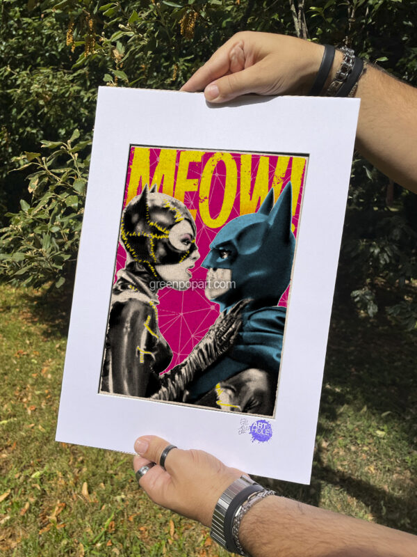 Pop-Art Print, Poster Cult Movie Batman and Catwoman Kiss, Tim Burton, 90s, Batman Returns, Michelle Pfeiffer