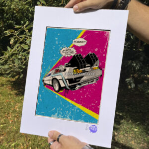 Pop-Art Print, Poster Cult Movie, Delorean from Back to Future, 80s, Doc Brown, Marty Mc Fly, Michael J. Fox