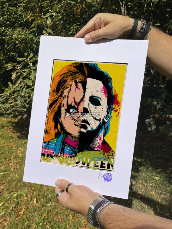 Pop-Art Print, Poster Cult Movie, Chucky from Child's Play and Michael Myers from Halloween, 90s, 80s, Horror, Slasher, John Carpenter