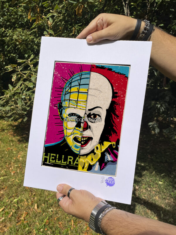 Pop-Art Print, Poster Cult Movie, Pinhead from Hellraiser and Pennywise from IT, 90s, 80s, Horror, Clive Barker, Stephen King, Tim Curry