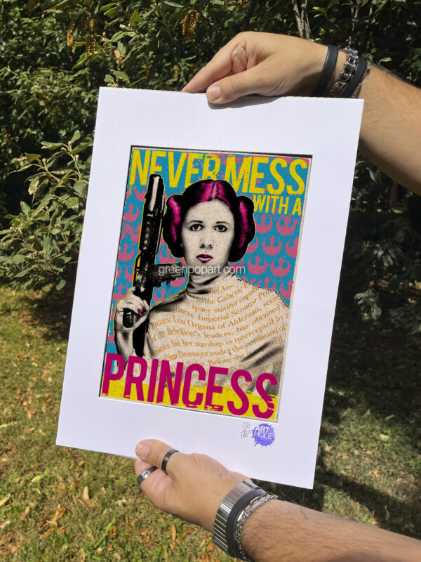 Pop-Art Print, Poster Cult Movie, Princess Leia, Never Mess With a Princess!, 80s, Carrie Fisher, Star Wars, Sci-Fi, Feminist, Feminism